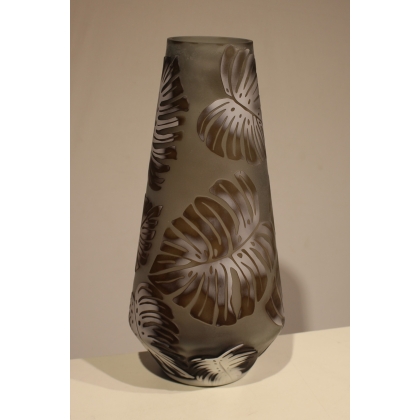 Vase esprit Nancy Feuilles Topicales en verre