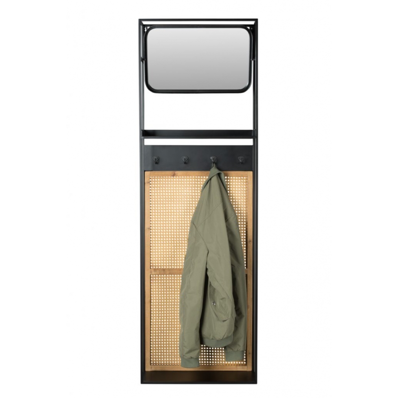 Langres coat rack with mirror and cane work