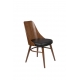 Chaise Chaya en noyer et similicuir noir