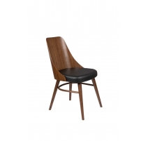 Chaise Chaya en noyer et similicuir noir