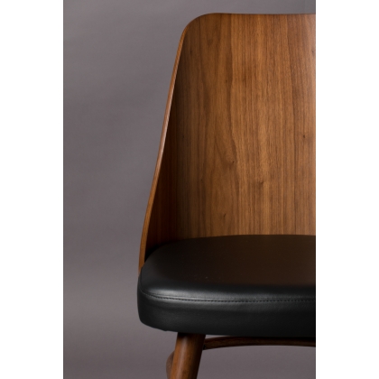 Chaise Chaya en noyer et similicuir noir