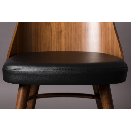 Chaise Chaya en noyer et similicuir noir