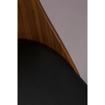 Chaise Chaya en noyer et similicuir noir