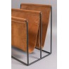 Metal and brown leather newspaper holder