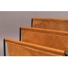 Metal and brown leather newspaper holder