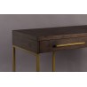 Class console table in gold-coloured metal and acacia
