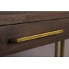 Class console table in gold-coloured metal and acacia
