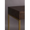 Class console table in gold-coloured metal and acacia