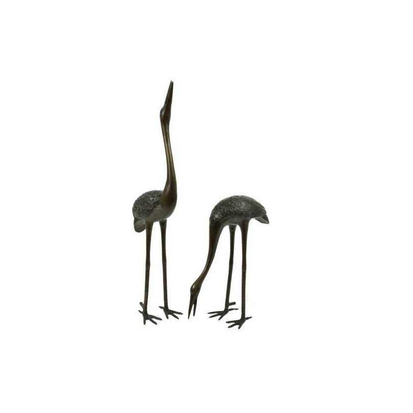 Pair of bronze cranes