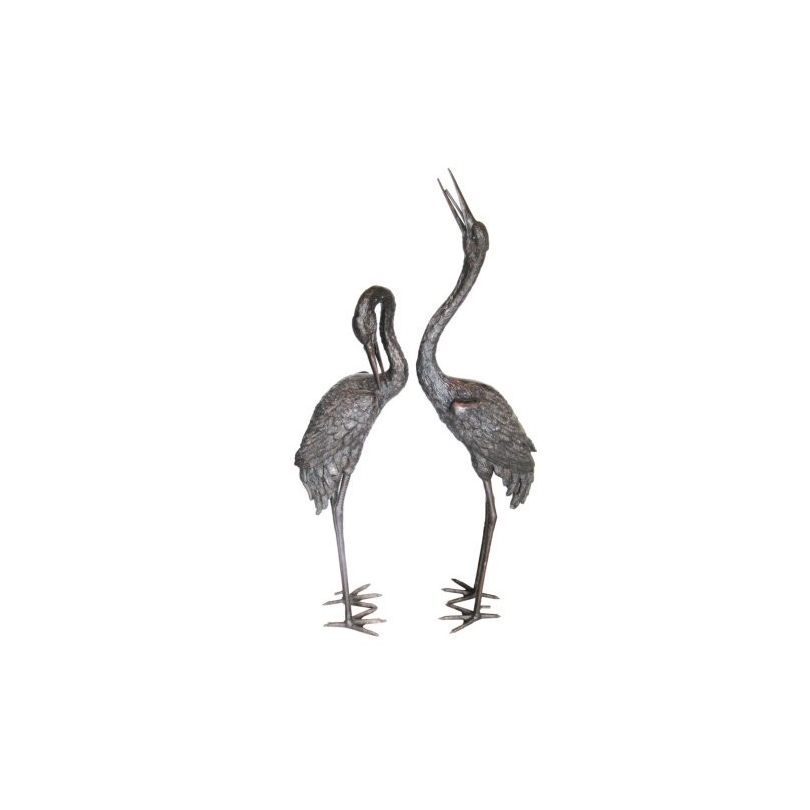 Pair of bronze cranes