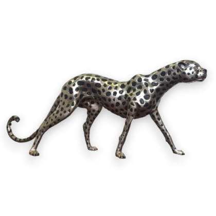 Guépard argenté en bronze, grand