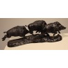 Groupe \"3 sangliers en course\" en bronze