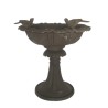 Low bird bath in brown cast iron