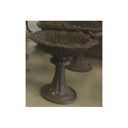 Low bird bath in brown cast iron