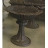 Low bird bath in brown cast iron