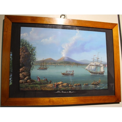 Gouache „Ansicht von Neapel“.  bei Moinat SA  – Antiquitäten und Dekorationsartikel –  Gouachen, Aquarelle, Pastelle