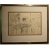 Dessin "Marché de poissons" signé DERAIN 54