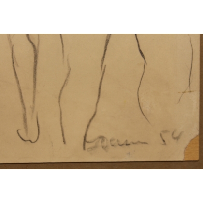 Dessin "Marché de poissons" signé DERAIN 54