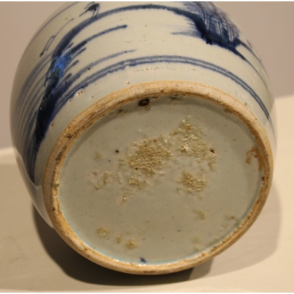 Pot à gingembre décor paysage bleu blanc