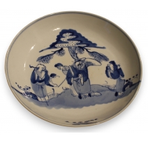 Assiette en porcelaine décor Sages bleu blanc
