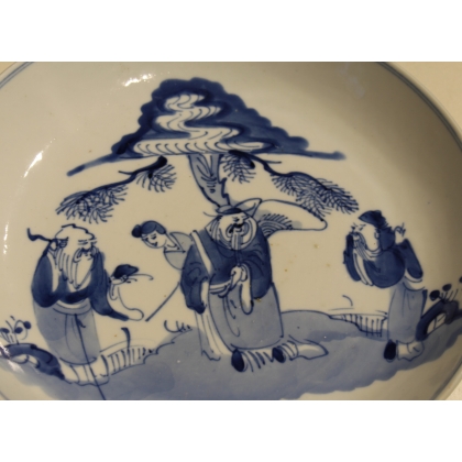 Assiette en porcelaine décor Sages bleu blanc