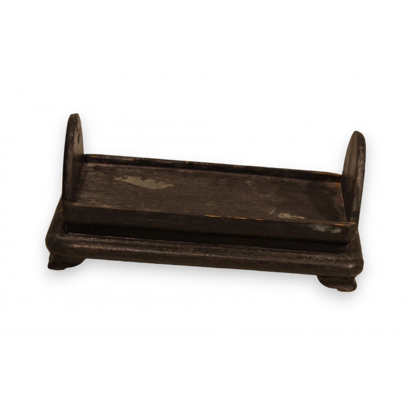 Rectangular Chinese base made of blackened wood