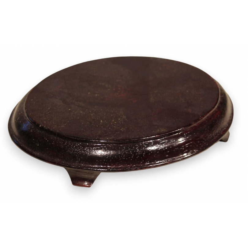 Socle chinois ovale en bois sculpté