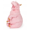 Hippopotame riant en résine rose et doré
