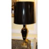 Paire de lampes de table en bois laqué noir