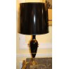 Paire de lampes de table en bois laqué noir