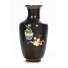 Vase cloisonné décor de vases sur fond noir