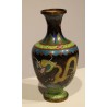 Vase cloisonné décor de dragons sur fond noir