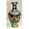 Vase cloisonné décor de dragons sur fond noir
