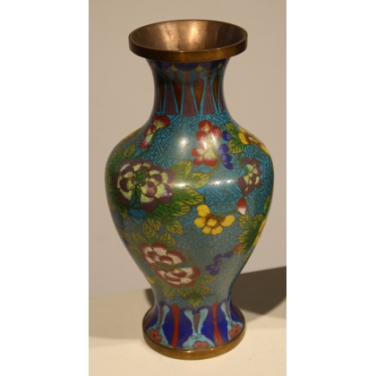 Pair of cloisonné vases with a floral design