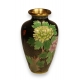 Vase cloisonné décor de fleur sur fond noir