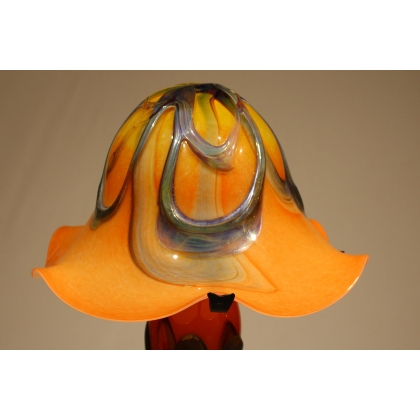 Lampe Orange en verre de BIOT signée SABA