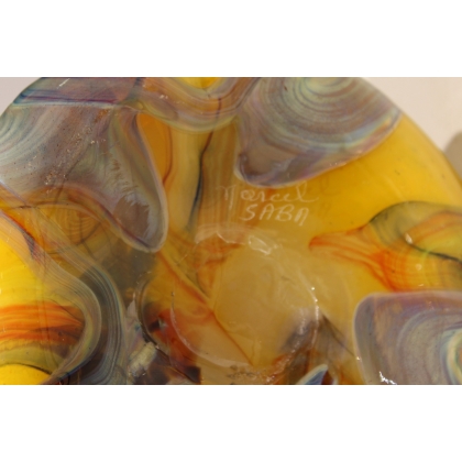 Lampe Orange en verre de BIOT signée SABA