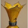 Vase en verre jaune et bleu signé LUZORO 2002