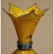 Vase en verre jaune et bleu signé LUZORO 2002