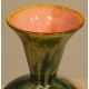 Vase en verre rose et vert signé LUZORO 2004