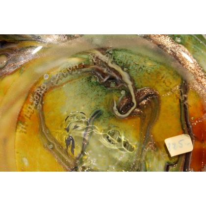 Vase en verre rose et vert signé LUZORO 2004