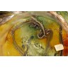 Vase en verre rose et vert signé LUZORO 2004