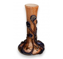 Vase en verre rose et bleu signé LUZORO 1994