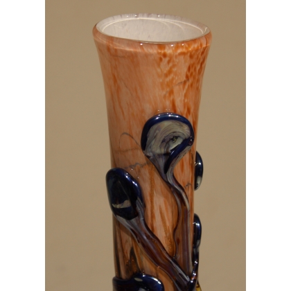 Pink and blue glass vase, signed LUZORO 1994