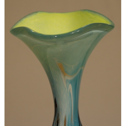 Blue and green glass vase, signed LUZORO 2002
