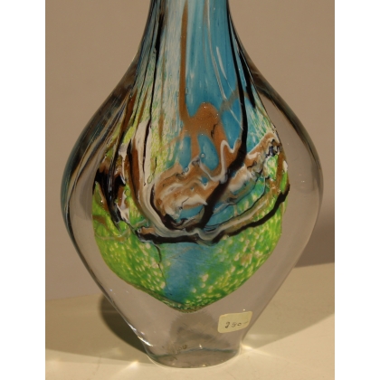 Blue and green glass vase, signed LUZORO 2002