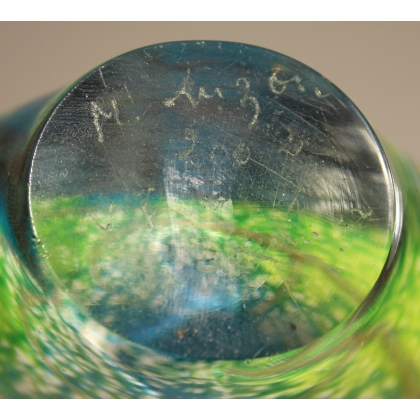 Blue and green glass vase, signed LUZORO 2002