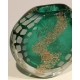 Vase en verre vert et or signé LUZORO 1996