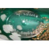 Vase en verre vert et or signé LUZORO 1996
