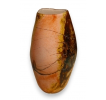 Vase en verre brun et rose signé LUZORO 1996